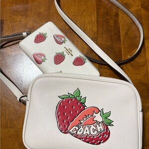 Coach White Crossbody Bag with Strawberry Design